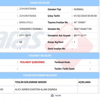 Aras Kargo Ürünümün Teslim Edilmemesi