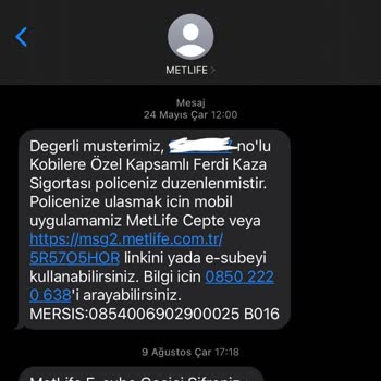 Metlife Emeklilik Ve Hayat Ferdi Kaza Sigortası Yaptırdım Fakat Yararlanamıyorum Asla