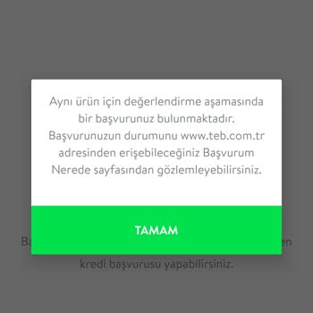 TEB Kredi Başvuru Hatası