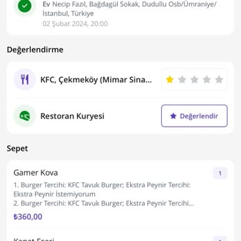 KFC Ürünüm Eksik Geldi