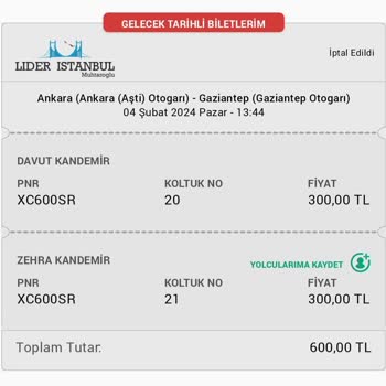 Lider İstanbul Muhtaroğlu Turizm Otobüs Bileti Ücretini Arttırma Yöntemi