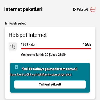 Vodafone 15 GB Hediye Hotspot Adı Altında Tarife Yapmakta