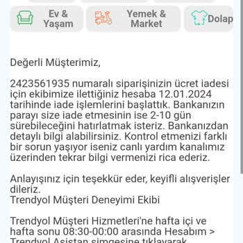 Trendyol İade Ücretimi 1 Aydır Yatırmıyor