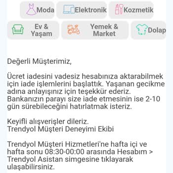 Trendyol İade Ücretimi 1 Aydır Yatırmıyor