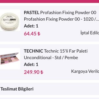 Evshop Siparişim İptal Edildi
