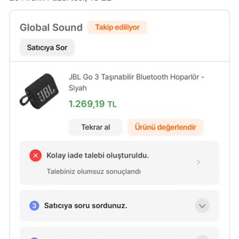 Hepsiburada Mağazası Global Sound Ürünü Arızalı Ürünü Almıyor
