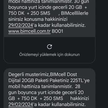 Bimcell 2 Defa Paket Yükleme