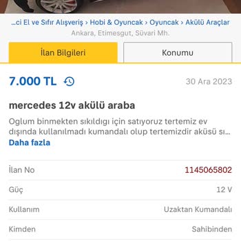 Letgo Mercedes Akülü Araç