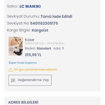 LCW İade Problemi