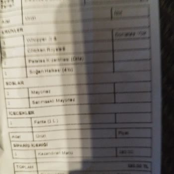 Getir Yemek Burger King Siparişi