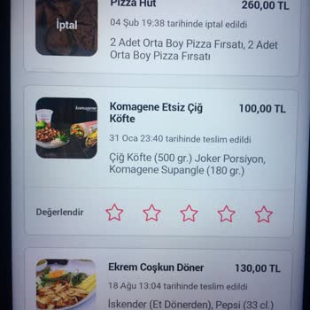 Yemeksepeti Pizza Hut Yemek İptal Edildi Ve Para İadesi Yatmadı