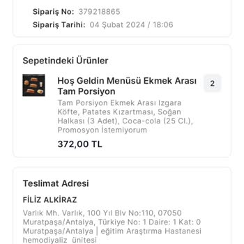 Köfteci Yusuf Şikayetim Var Paket Servisten