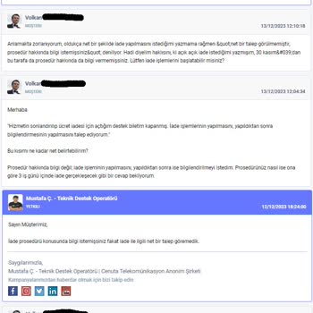 Cenuta Firması 2 Aydan Fazla İade Edilmeyen Ücret