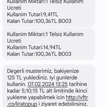 Vodafone Şak Diye 100 TL Kesiyor (Ortada Kullanım Yok)