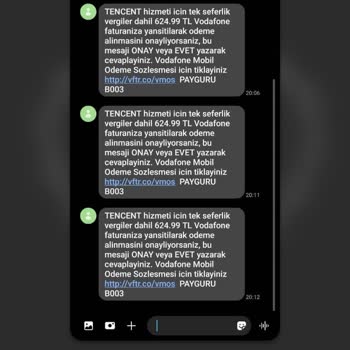 Vodafone Mobil Uygulama Üzerinden Tencent'e Bilgim Dışında Ödeme