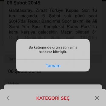 Passolig Bu Kategoride Ürün Alma Hakkınız Bitmiştir