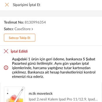 Trendyol Sipariş İptal Paramı Yatırmadı