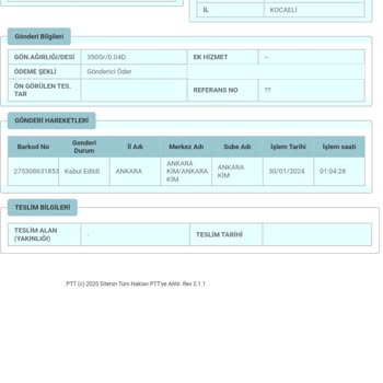 PTT Kargom Bir Haftadır Aynı Yerde Kayboldu Mu