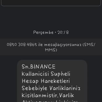 Binance Den Gelen Mesajlar