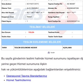 Aras Kargo İade Kargonun Teslim Edilmemesi