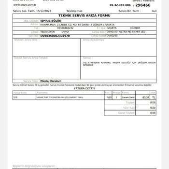 Onvo TV Kirik Geldi. Sonrası Tam Bir Servis Ve Müşteri Mağduriyeti