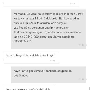Zara Haklı Müşteriye Haksız Davranış, Karta Yansımayan İade Tutarı