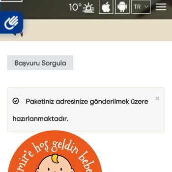 İzmir Büyükşehir Belediyesi İzmir'e Hoşgeldin Bebek Paketi Tarafıma Gönderilmiyor