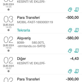 Strmlands Hesabımdan 580 TL Para Çekilmiş