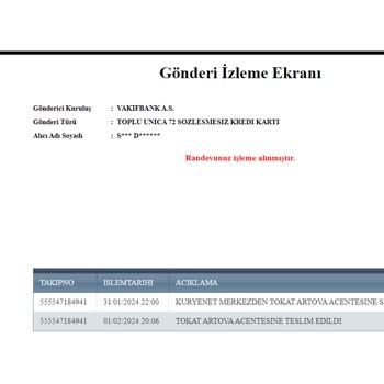 Kuryenet Kredi Kartım Elime Ulaşmadı