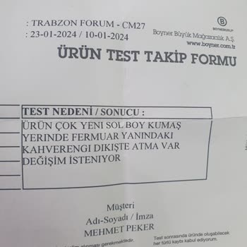 Trabzon Forum Boyner Kusurlu Ürüne Değişim Yerine Tadilat Yapıyor.