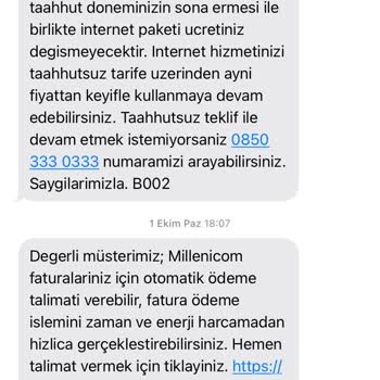 Millenicom Bilgilendirme Yapılmadan Fatura Tutarı Değişikliği
