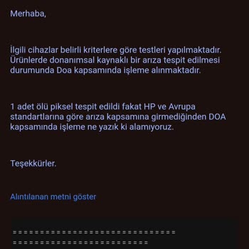 HP Victus 16 B********* Ekranın Ortasında Ölü Piksel Var
