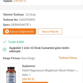 Trendyol/Aras Kargo Teslim Edilmeyen Ürün