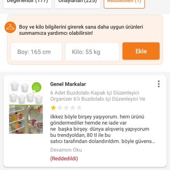 Trendyol Eksik Gelen Ürün Ve Reddedilen Değerlendirme