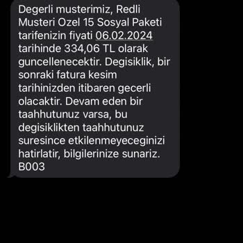 Vodafone Faturalı Fahiş Zam Oranları