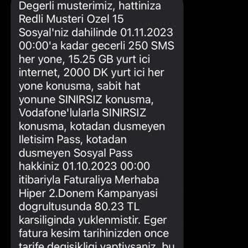 Vodafone Faturalı Fahiş Zam Oranları