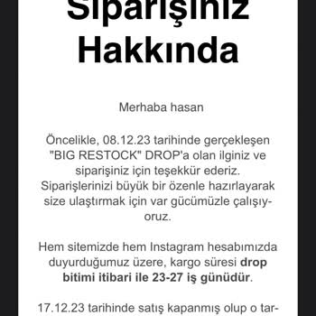 Redrum Reverse Siparişim Hakkında Bilgim Yok