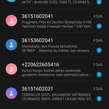 Vodafone Hattıma Gelen Bahis Mesajları