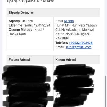 Profilal.com İnternet Sitesinden Verilen Siparişin Gönderilmeme Sorunu