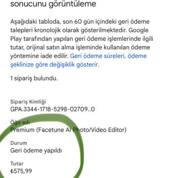 Google Play Ücret İadesi Yapmadı