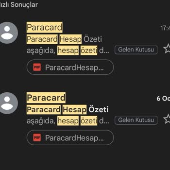 Garanti Bonus Paracard, Bana Ait Olmayan Hesap Özetleri