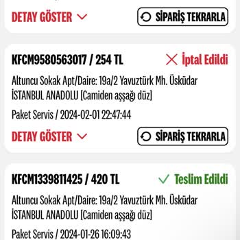KFC Para İademi Yapmıyor