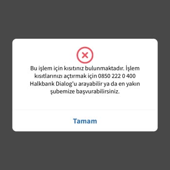 Halkbank İşlem Kısıtlama Hizmetlerini Durdurmak İstiyorum
