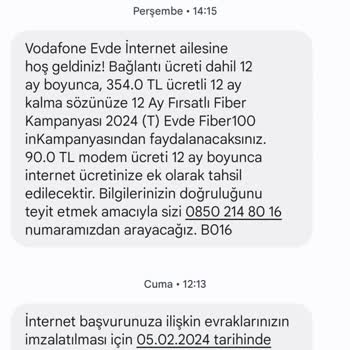 Vodafone Net Evde Fiber Abonelik Sorunu