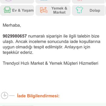 Trendyol GO Eksik Ürün