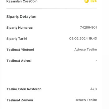 Axis Siparişi 1.30 Saatte Getirdi!