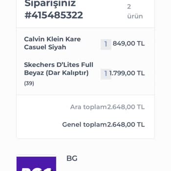 B&G Sportive İade İşlemi Yapmayan Bg Sportife
