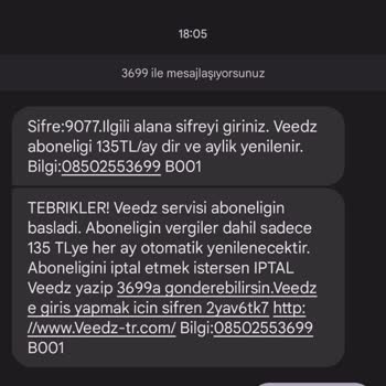 Veedz-tr.com Veedz Haksız Yapılan Abonelik Ücretimin İadesi
