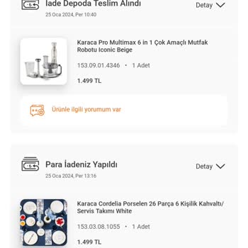 Karaca Züccaciye Karaca'nın Ücret İadesi Yapmaması!