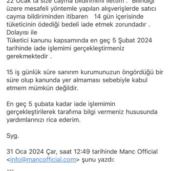 Manc Paramı İade Etmiyor, Ürünleri Kalitesiz